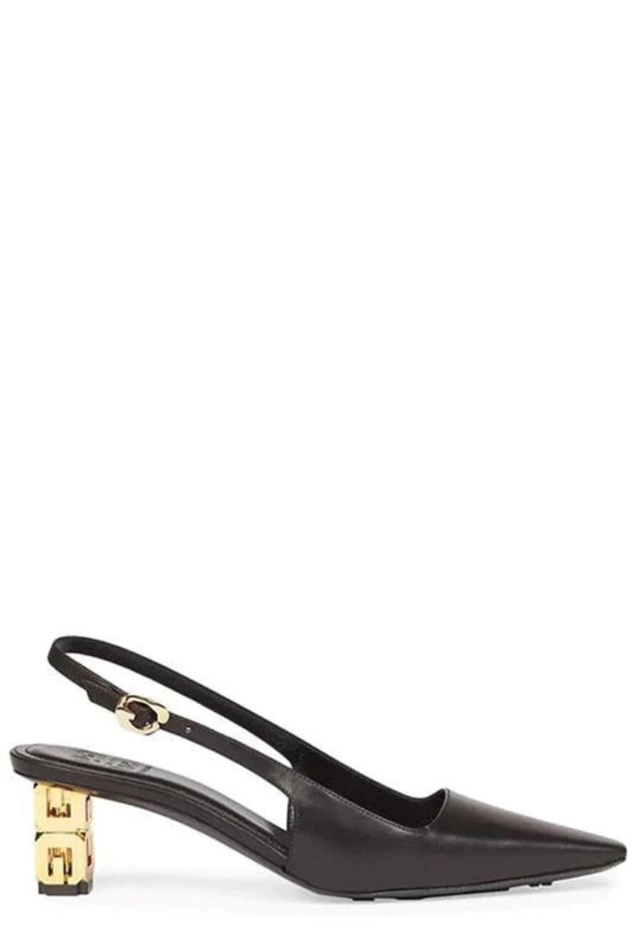 Givenchy G Cube Black Leather Slingback Pumps Designer Heels EU 35